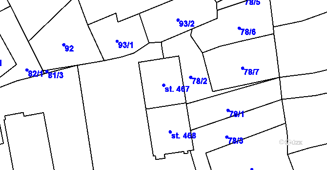 Parcela st. 467 v KÚ Lázně Kynžvart, Katastrální mapa