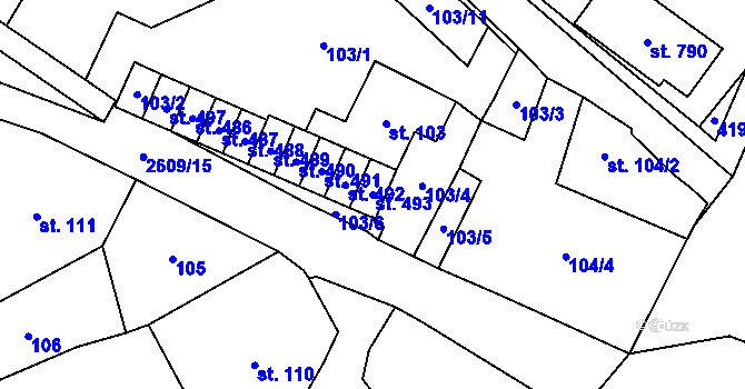 Parcela st. 493 v KÚ Lázně Kynžvart, Katastrální mapa