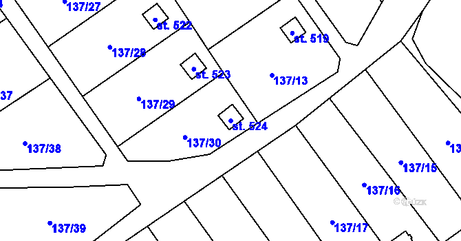 Parcela st. 524 v KÚ Lázně Kynžvart, Katastrální mapa
