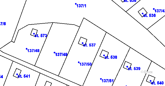 Parcela st. 537 v KÚ Lázně Kynžvart, Katastrální mapa