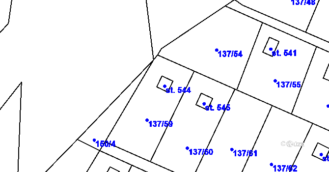Parcela st. 544 v KÚ Lázně Kynžvart, Katastrální mapa