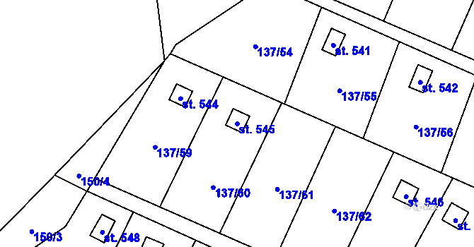 Parcela st. 545 v KÚ Lázně Kynžvart, Katastrální mapa
