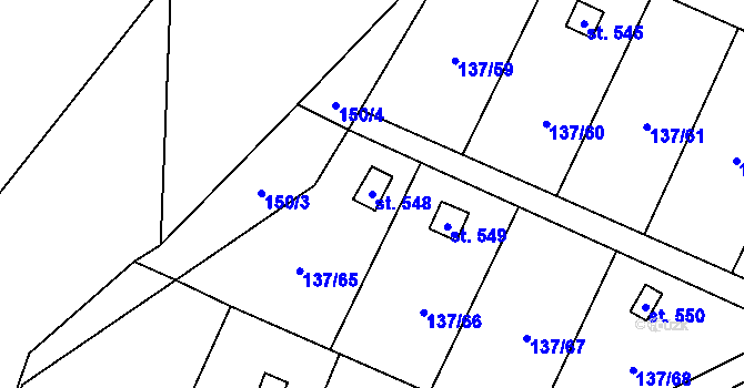 Parcela st. 548 v KÚ Lázně Kynžvart, Katastrální mapa