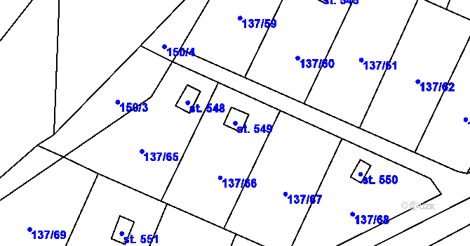 Parcela st. 549 v KÚ Lázně Kynžvart, Katastrální mapa