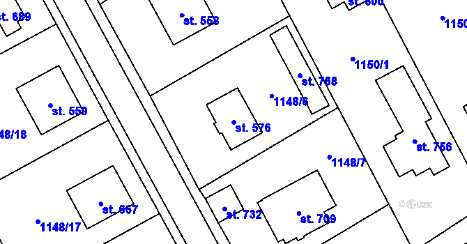 Parcela st. 576 v KÚ Lázně Kynžvart, Katastrální mapa