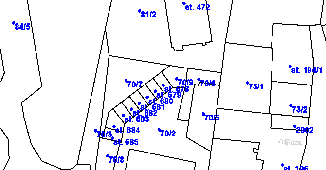 Parcela st. 678 v KÚ Lázně Kynžvart, Katastrální mapa
