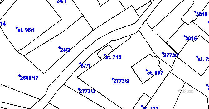 Parcela st. 713 v KÚ Lázně Kynžvart, Katastrální mapa