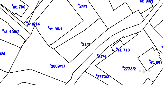 Parcela st. 24/2 v KÚ Lázně Kynžvart, Katastrální mapa