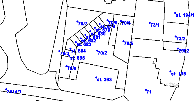 Parcela st. 70/2 v KÚ Lázně Kynžvart, Katastrální mapa