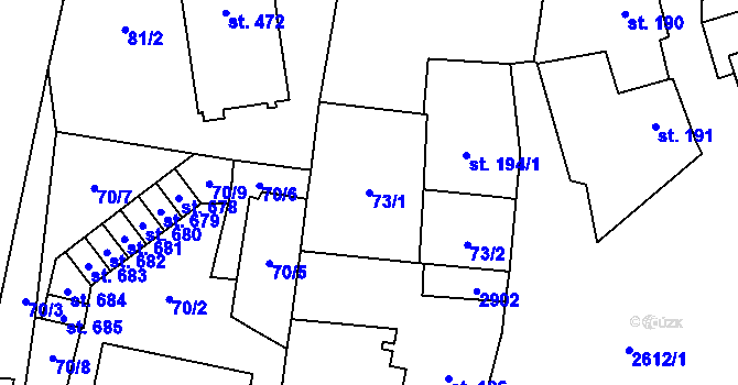 Parcela st. 73/1 v KÚ Lázně Kynžvart, Katastrální mapa