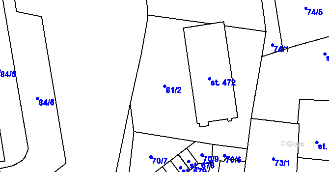 Parcela st. 81/2 v KÚ Lázně Kynžvart, Katastrální mapa