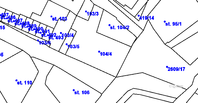 Parcela st. 104/4 v KÚ Lázně Kynžvart, Katastrální mapa