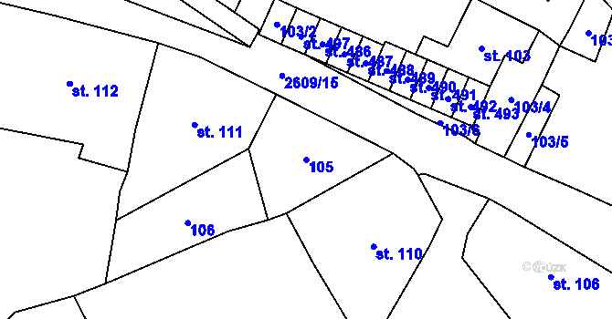 Parcela st. 105 v KÚ Lázně Kynžvart, Katastrální mapa
