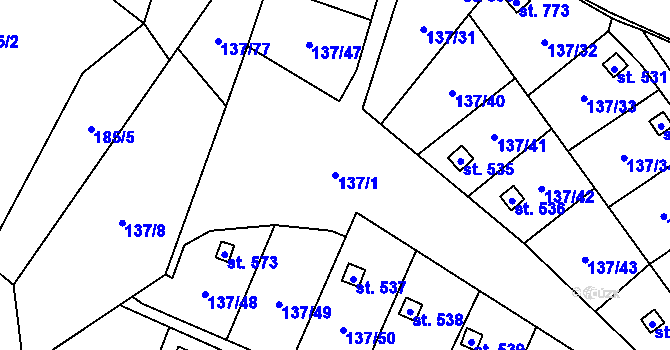 Parcela st. 137/1 v KÚ Lázně Kynžvart, Katastrální mapa