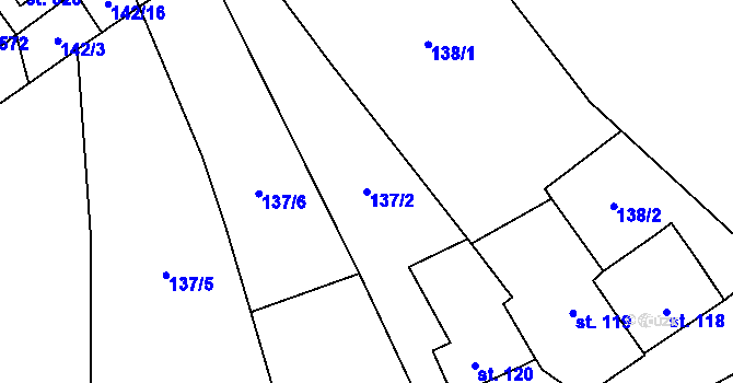 Parcela st. 137/2 v KÚ Lázně Kynžvart, Katastrální mapa
