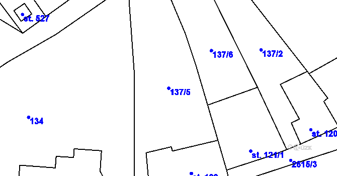 Parcela st. 137/5 v KÚ Lázně Kynžvart, Katastrální mapa