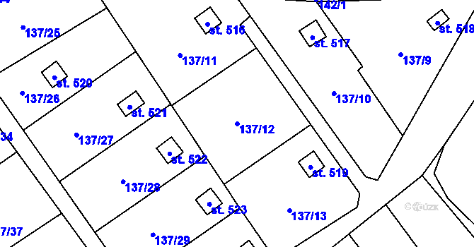 Parcela st. 137/12 v KÚ Lázně Kynžvart, Katastrální mapa