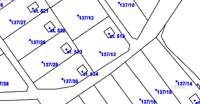 Parcela st. 137/13 v KÚ Lázně Kynžvart, Katastrální mapa