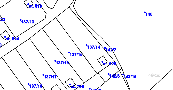Parcela st. 137/14 v KÚ Lázně Kynžvart, Katastrální mapa
