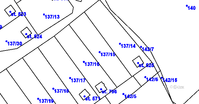 Parcela st. 137/15 v KÚ Lázně Kynžvart, Katastrální mapa