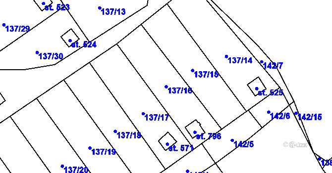 Parcela st. 137/16 v KÚ Lázně Kynžvart, Katastrální mapa
