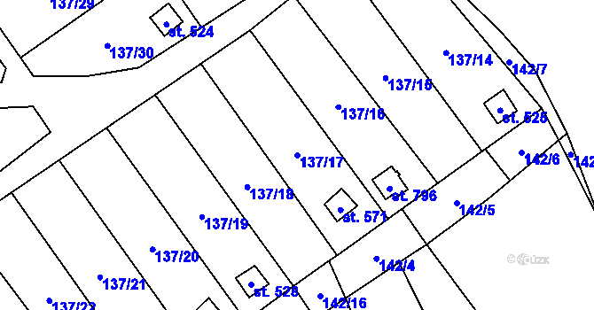 Parcela st. 137/17 v KÚ Lázně Kynžvart, Katastrální mapa