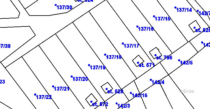 Parcela st. 137/18 v KÚ Lázně Kynžvart, Katastrální mapa