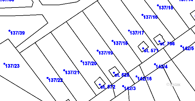 Parcela st. 137/19 v KÚ Lázně Kynžvart, Katastrální mapa