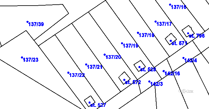 Parcela st. 137/20 v KÚ Lázně Kynžvart, Katastrální mapa