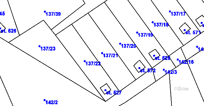 Parcela st. 137/21 v KÚ Lázně Kynžvart, Katastrální mapa