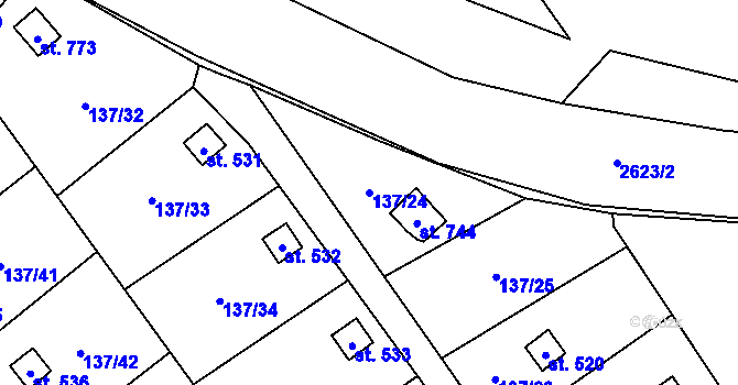 Parcela st. 137/24 v KÚ Lázně Kynžvart, Katastrální mapa