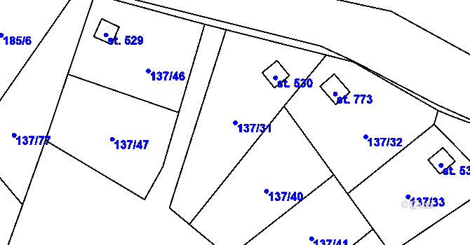 Parcela st. 137/31 v KÚ Lázně Kynžvart, Katastrální mapa