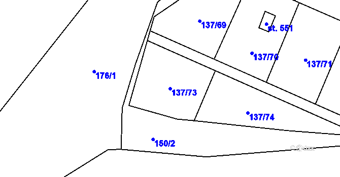 Parcela st. 137/73 v KÚ Lázně Kynžvart, Katastrální mapa
