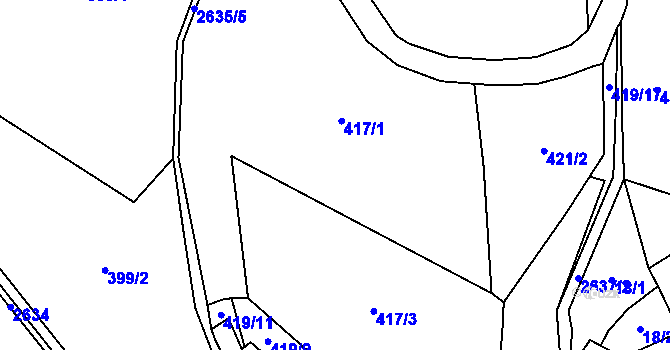 Parcela st. 417 v KÚ Lázně Kynžvart, Katastrální mapa