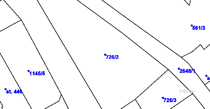 Parcela st. 726/2 v KÚ Lázně Kynžvart, Katastrální mapa