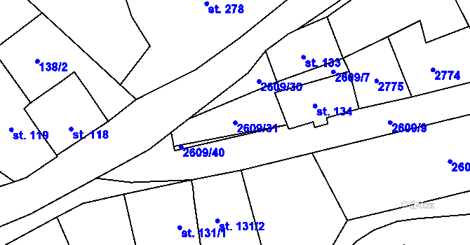 Parcela st. 2609/31 v KÚ Lázně Kynžvart, Katastrální mapa