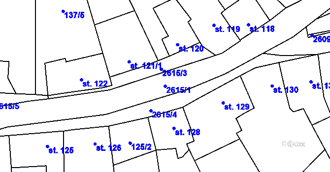 Parcela st. 2615/1 v KÚ Lázně Kynžvart, Katastrální mapa