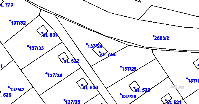 Parcela st. 744 v KÚ Lázně Kynžvart, Katastrální mapa