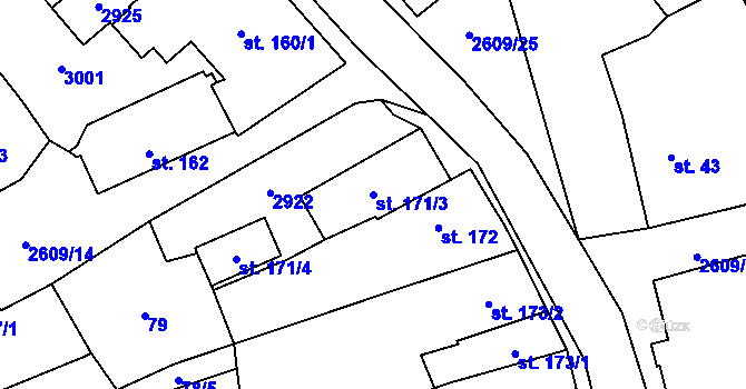 Parcela st. 171/3 v KÚ Lázně Kynžvart, Katastrální mapa