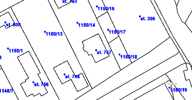 Parcela st. 757 v KÚ Lázně Kynžvart, Katastrální mapa
