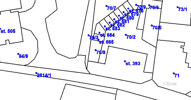Parcela st. 70/8 v KÚ Lázně Kynžvart, Katastrální mapa