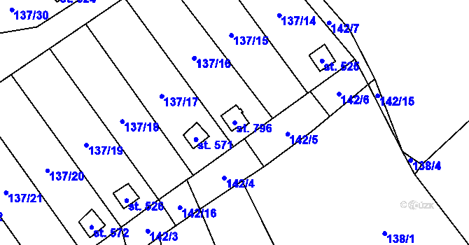 Parcela st. 796 v KÚ Lázně Kynžvart, Katastrální mapa