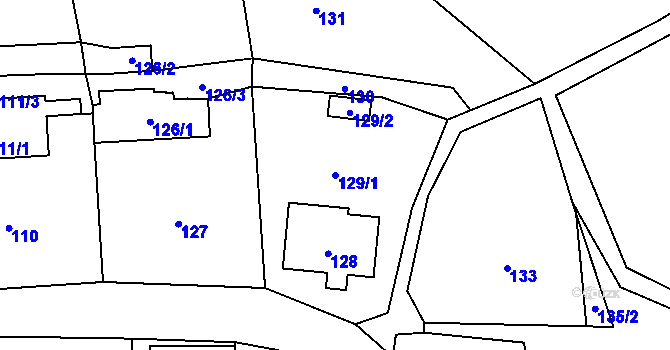 Parcela st. 129/1 v KÚ Lázně Libverda, Katastrální mapa