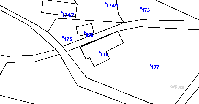 Parcela st. 176 v KÚ Lázně Libverda, Katastrální mapa