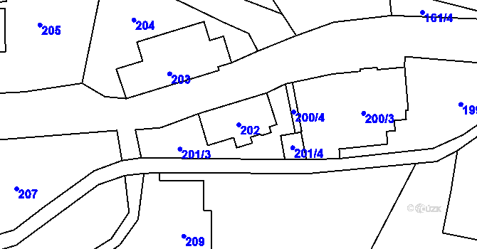 Parcela st. 202 v KÚ Lázně Libverda, Katastrální mapa