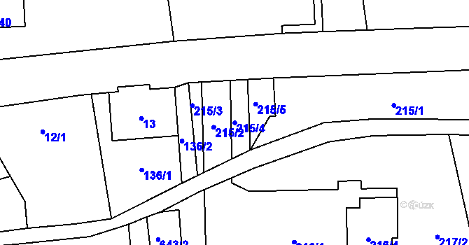 Parcela st. 215/4 v KÚ Lázně Libverda, Katastrální mapa