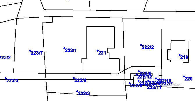 Parcela st. 221 v KÚ Lázně Libverda, Katastrální mapa