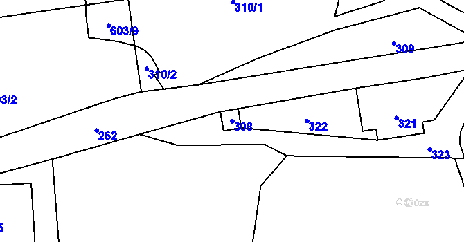 Parcela st. 308 v KÚ Lázně Libverda, Katastrální mapa
