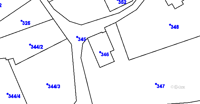 Parcela st. 346 v KÚ Lázně Libverda, Katastrální mapa