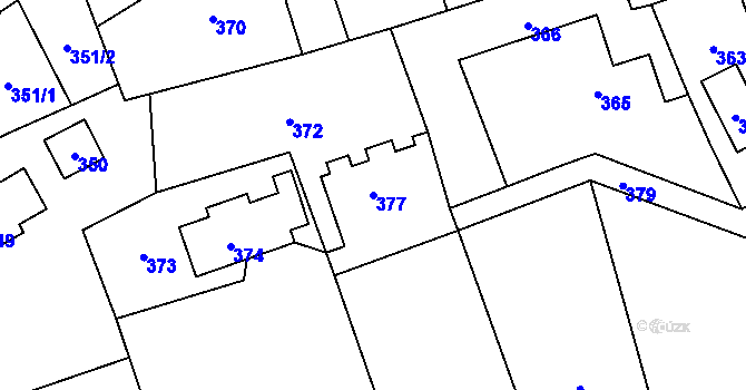 Parcela st. 377 v KÚ Lázně Libverda, Katastrální mapa